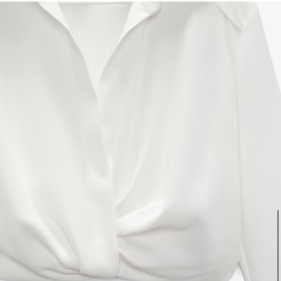 Zara pleated crop top blouse chemise - Picture 4 of 5